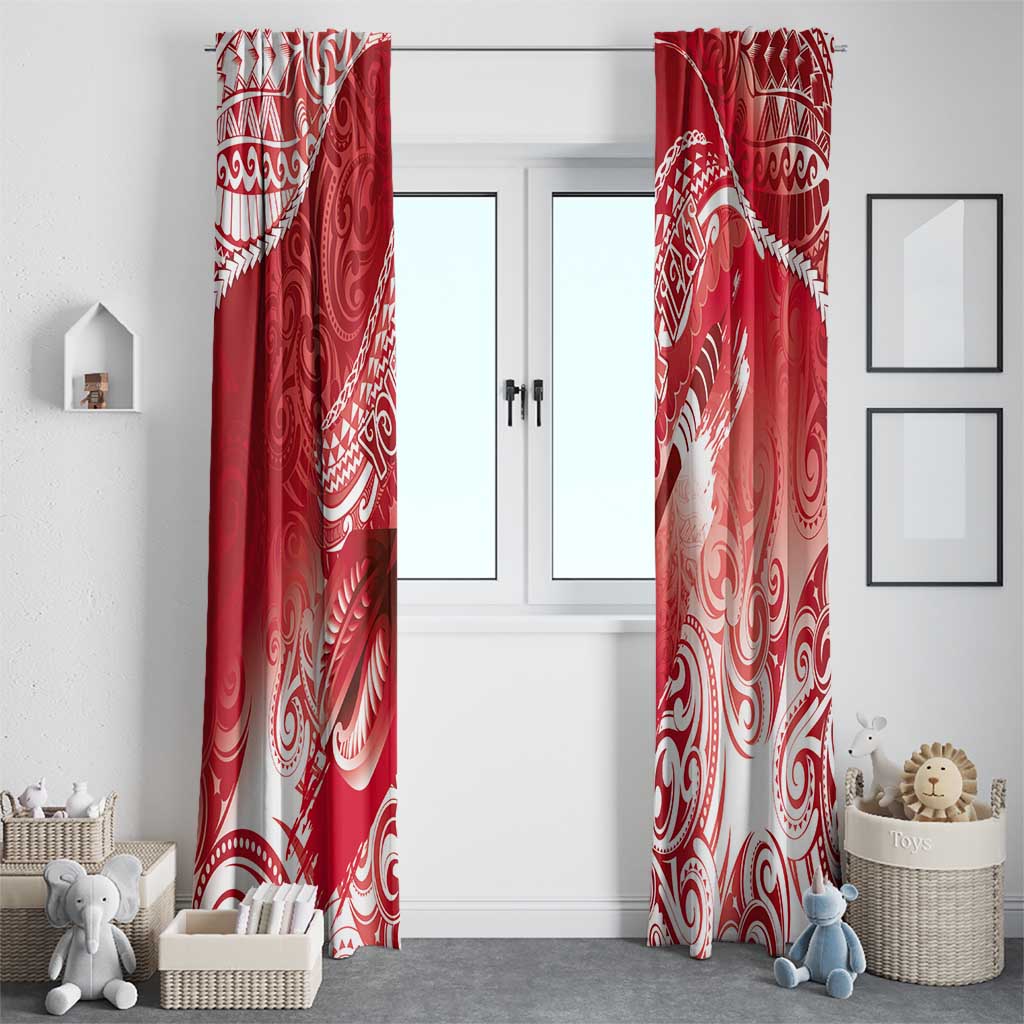 Personalised New Zealand Aotearoa Darts Masters Window Curtain Maori Art Tattoo with Tribal Dart Symbol Red LT03 - Polynesian Pride