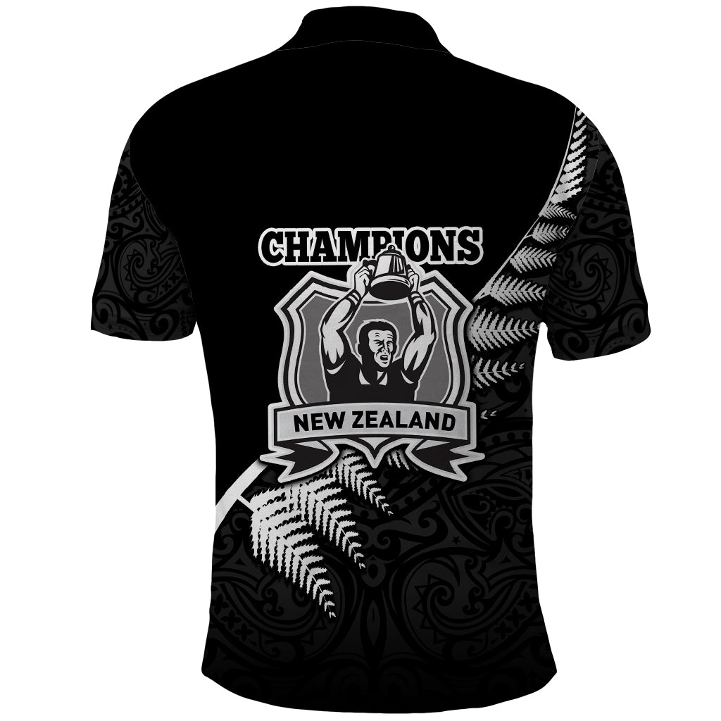 New Zealand World Cup 2023 Polo Shirt Aotearoa Champion Rugby with Silver Fern Maori Ethnic Pattern LT03 - Polynesian Pride