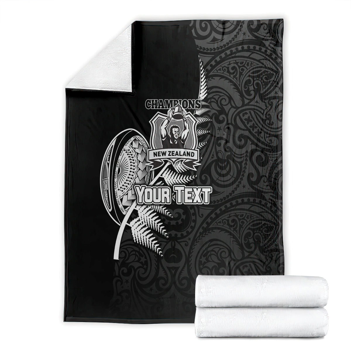 Custom New Zealand World Cup 2023 Blanket Aotearoa Champion Rugby with Silver Fern Maori Ethnic Pattern LT03 - Polynesian Pride