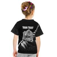 Custom New Zealand World Cup 2023 Kid T Shirt Aotearoa Champion Rugby with Silver Fern Maori Ethnic Pattern LT03 - Polynesian Pride