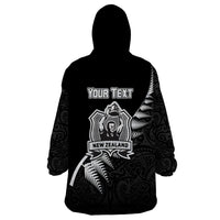 Custom New Zealand World Cup 2023 Wearable Blanket Hoodie Aotearoa Champion Rugby with Silver Fern Maori Ethnic Pattern LT03 - Polynesian Pride