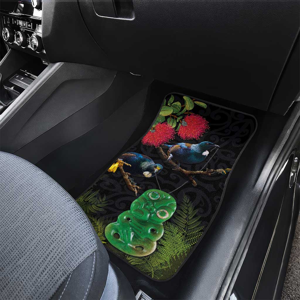 New Zealand Tui Car Mats Guardians of the Hei Tiki - Maori Art and Plants