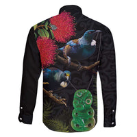 New Zealand Tui Family Matching Off The Shoulder Long Sleeve Dress and Hawaiian Shirt Guardians of the Hei Tiki - Maori Art and Plants