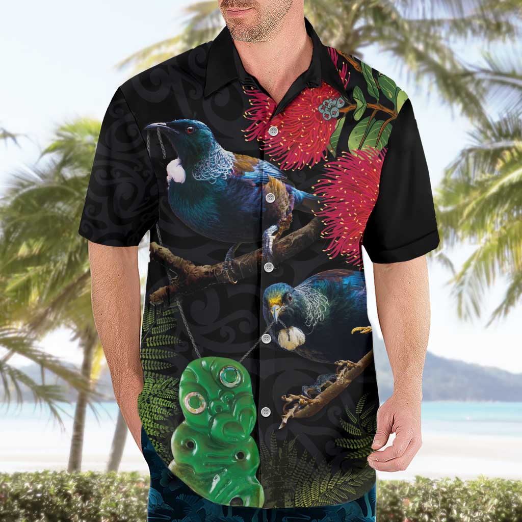 New Zealand Tui Hawaiian Shirt Guardians of the Hei Tiki - Maori Art and Plants LT03 - Polynesian Pride