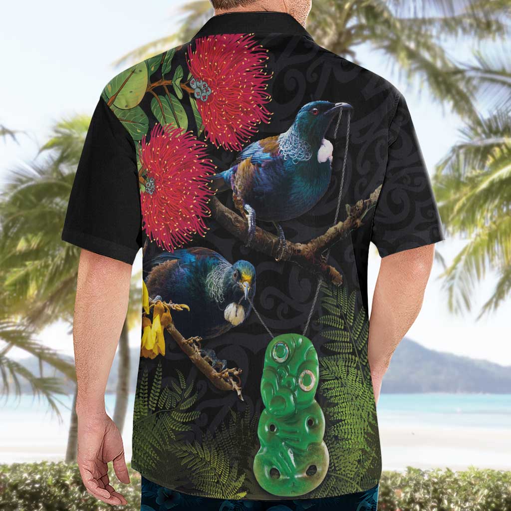 New Zealand Tui Hawaiian Shirt Guardians of the Hei Tiki - Maori Art and Plants LT03 - Polynesian Pride
