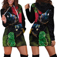 New Zealand Tui Hoodie Dress Guardians of the Hei Tiki - Maori Art and Plants LT03 - Polynesian Pride