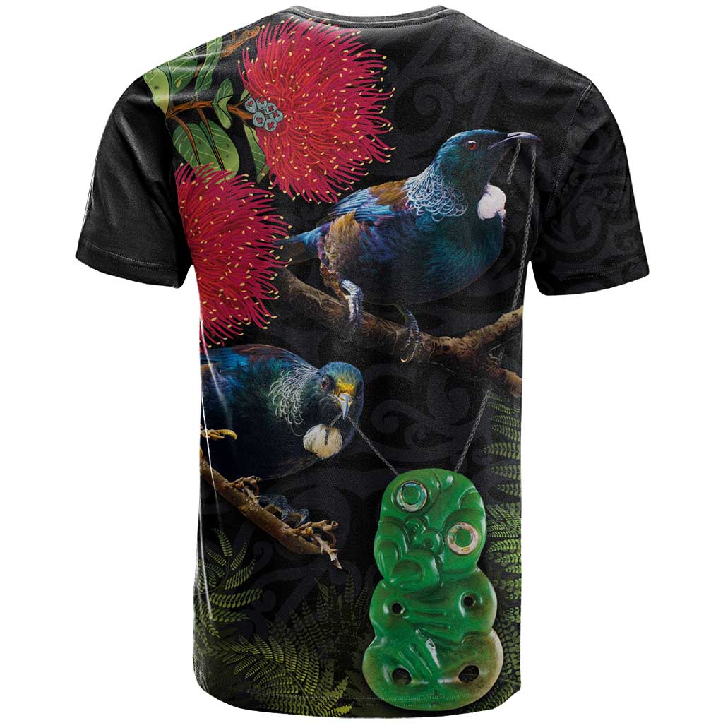 New Zealand Tui T Shirt Guardians of the Hei Tiki - Maori Art and Plants LT03 - Polynesian Pride