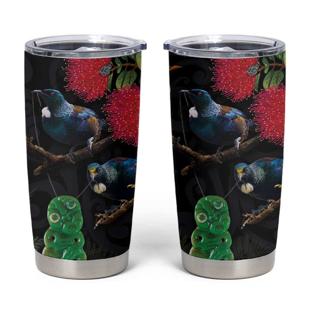 New Zealand Tui Tumbler Cup Guardians of the Hei Tiki - Maori Art and Plants