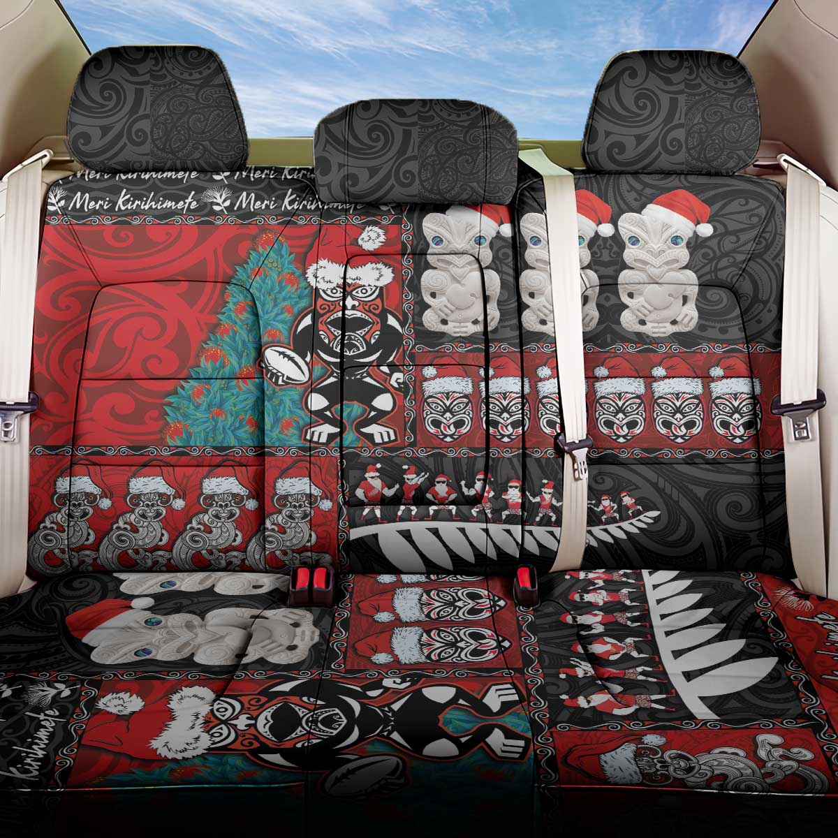 New Zealand Christmas Back Car Seat Cover Maori Christmas Spirit - Meri Kirihimete