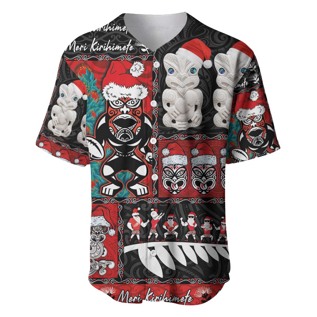 New Zealand Christmas Baseball Jersey Maori Christmas Spirit - Meri Kirihimete