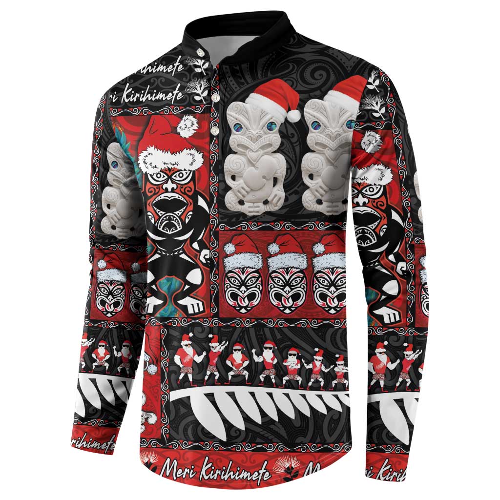 New Zealand Christmas Button Sweatshirt Maori Christmas Spirit - Meri Kirihimete LT03 - Polynesian Pride