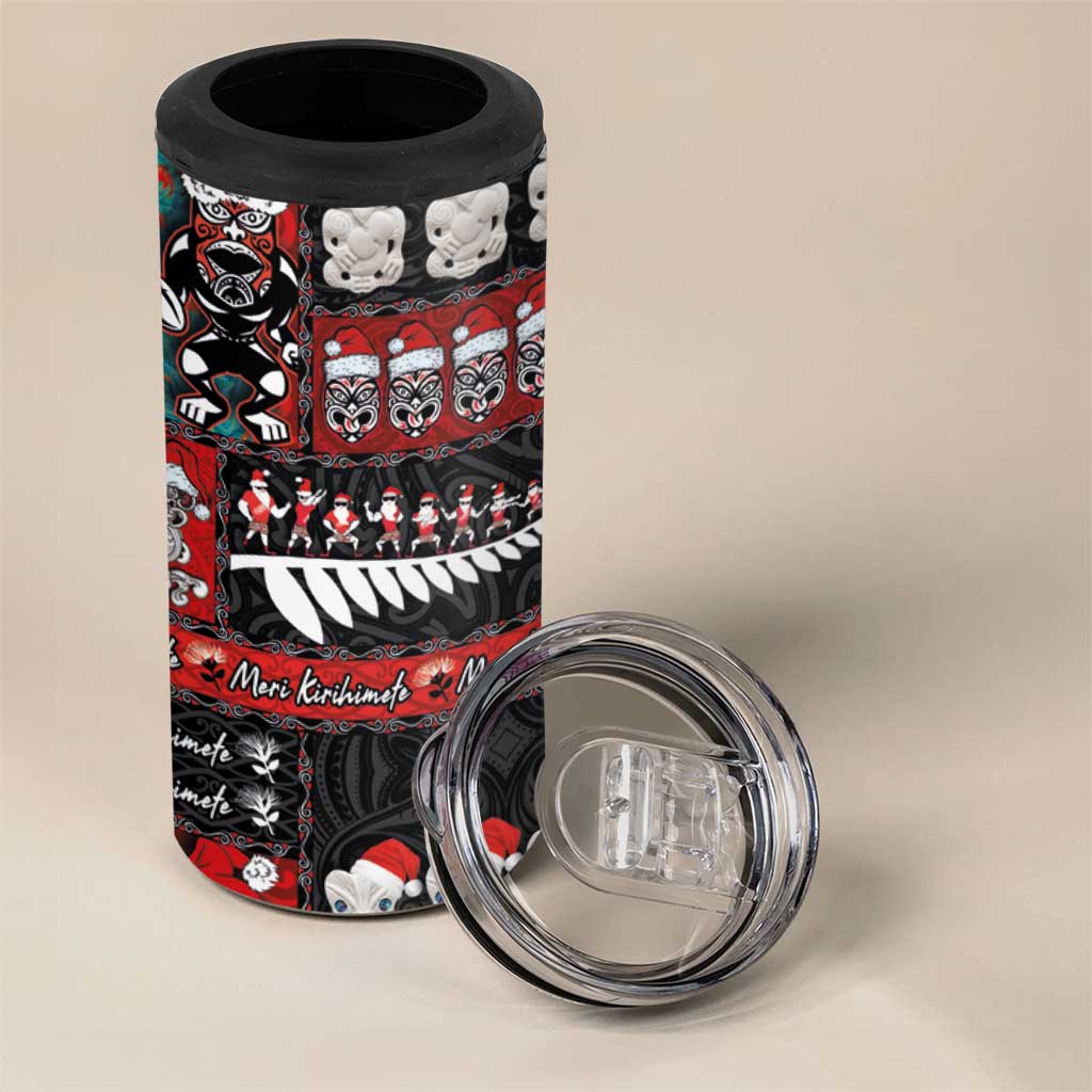 New Zealand Christmas 4 in 1 Can Cooler Tumbler Maori Christmas Spirit - Meri Kirihimete