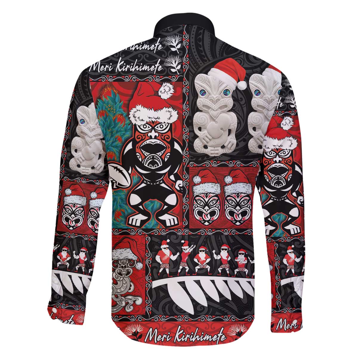 New Zealand Christmas Family Matching Off The Shoulder Long Sleeve Dress and Hawaiian Shirt Maori Christmas Spirit - Meri Kirihimete