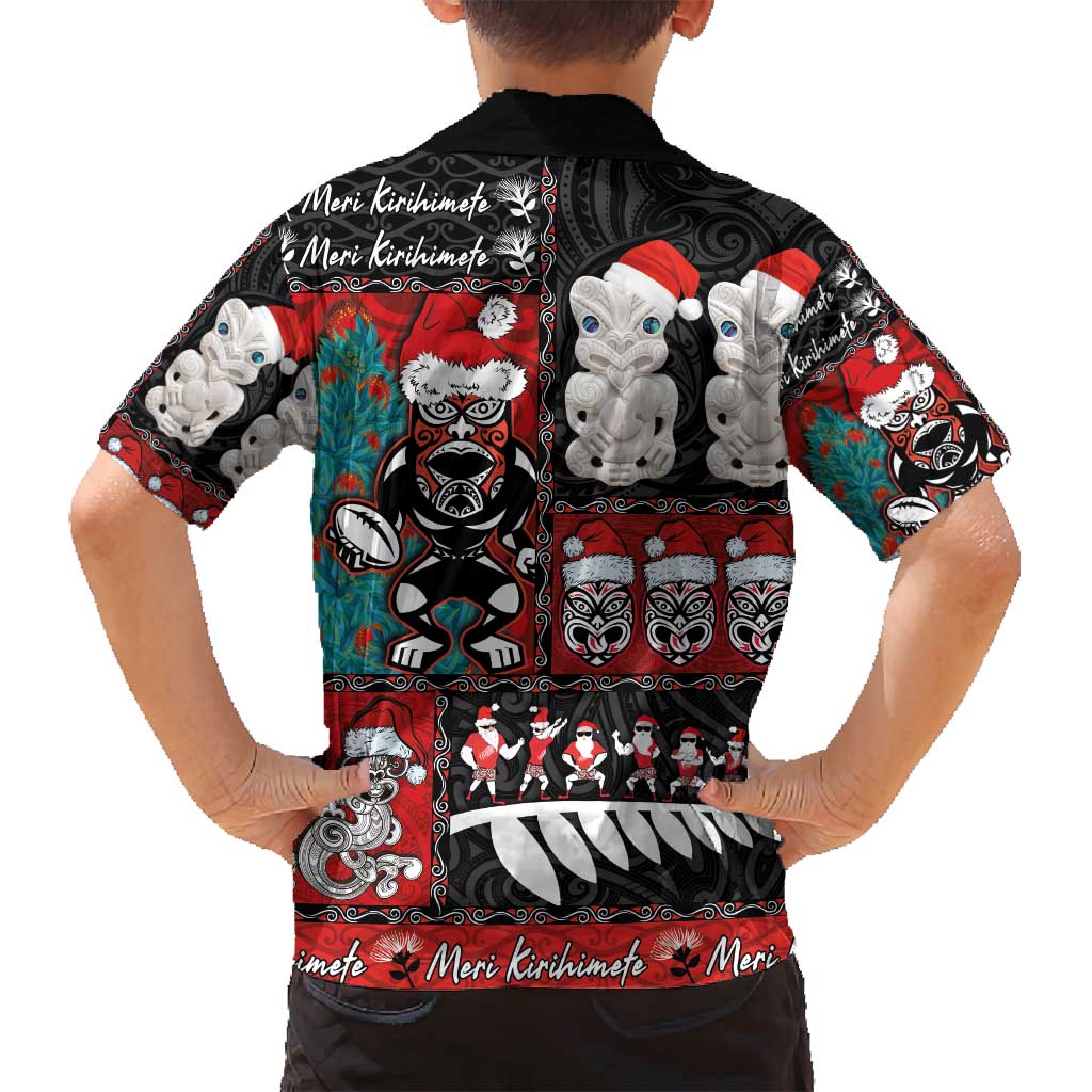 New Zealand Christmas Family Matching Off Shoulder Maxi Dress and Hawaiian Shirt Maori Christmas Spirit - Meri Kirihimete LT03 - Polynesian Pride