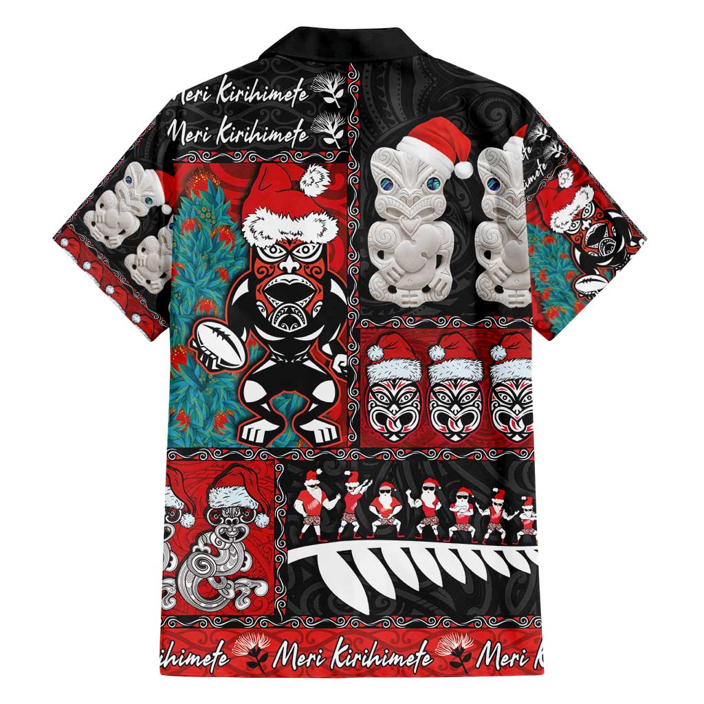 New Zealand Christmas Family Matching Off Shoulder Short Dress and Hawaiian Shirt Maori Christmas Spirit - Meri Kirihimete LT03 - Polynesian Pride