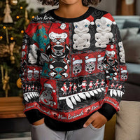 New Zealand Christmas Kid Ugly Christmas Sweater Maori Christmas Spirit - Meri Kirihimete LT03 - Polynesian Pride