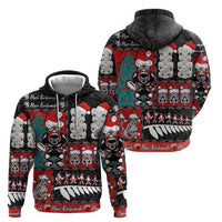 New Zealand Christmas Zip Hoodie Maori Christmas Spirit - Meri Kirihimete