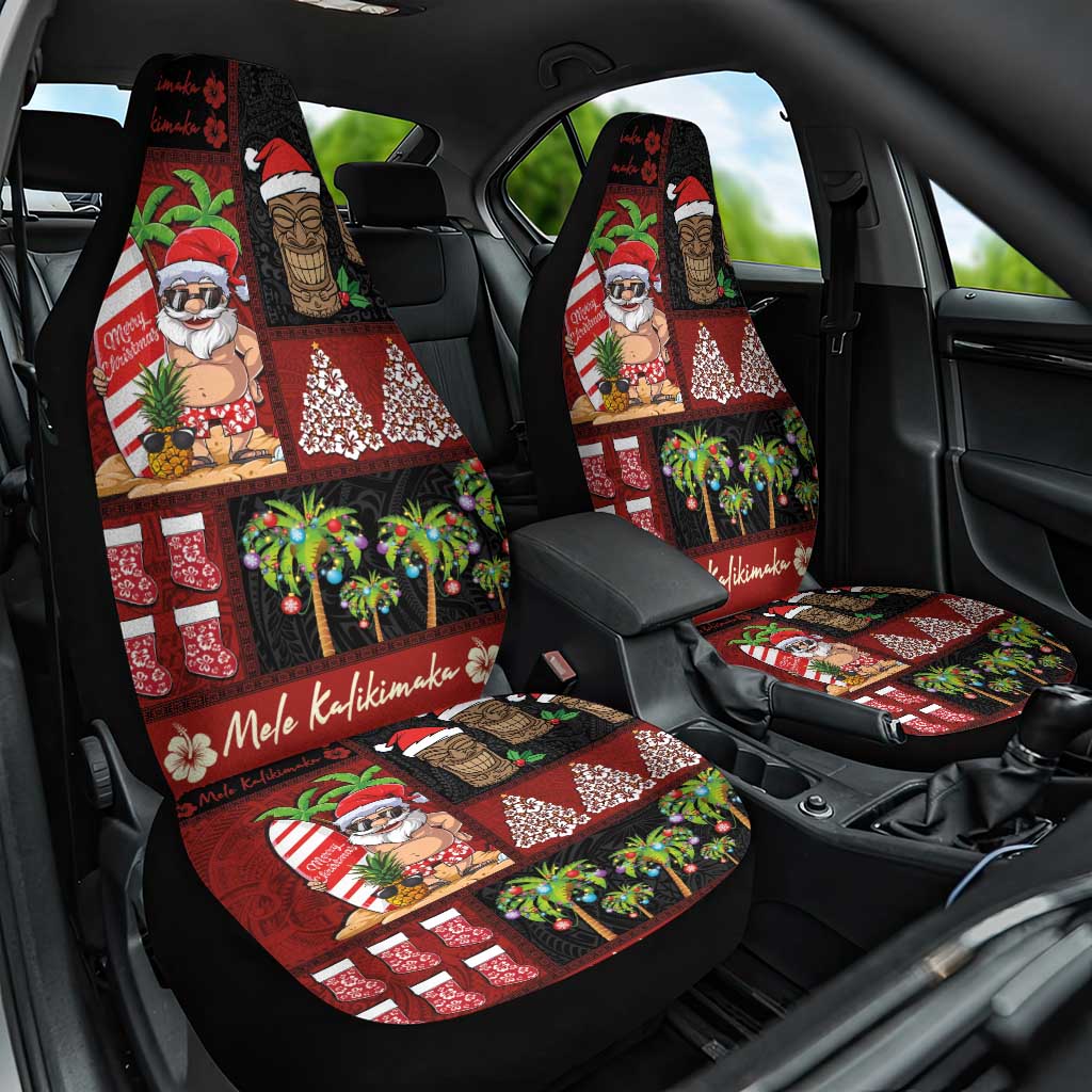 Hawaiian Christmas Car Seat Cover - Mele Kalikimaka Island Holiday Vibes - Black Red