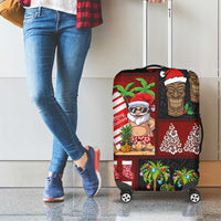Hawaiian Christmas Luggage Cover - Mele Kalikimaka Island Holiday Vibes - Black Red