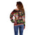 Hawaiian Christmas Off Shoulder Sweater - Mele Kalikimaka Island Holiday Vibes - Black Red