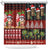 Hawaiian Christmas Shower Curtain - Mele Kalikimaka Island Holiday Vibes - Black Red