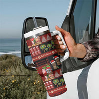 Hawaiian Christmas Tumbler With Handle - Mele Kalikimaka Island Holiday Vibes - Black Red