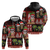 Hawaiian Christmas Zip Hoodie - Mele Kalikimaka Island Holiday Vibes - Black Red