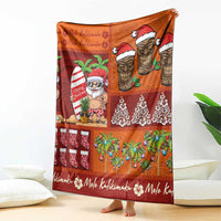 Hawaiian Christmas Blanket - Mele Kalikimaka Island Holiday Vibes - Red Orange