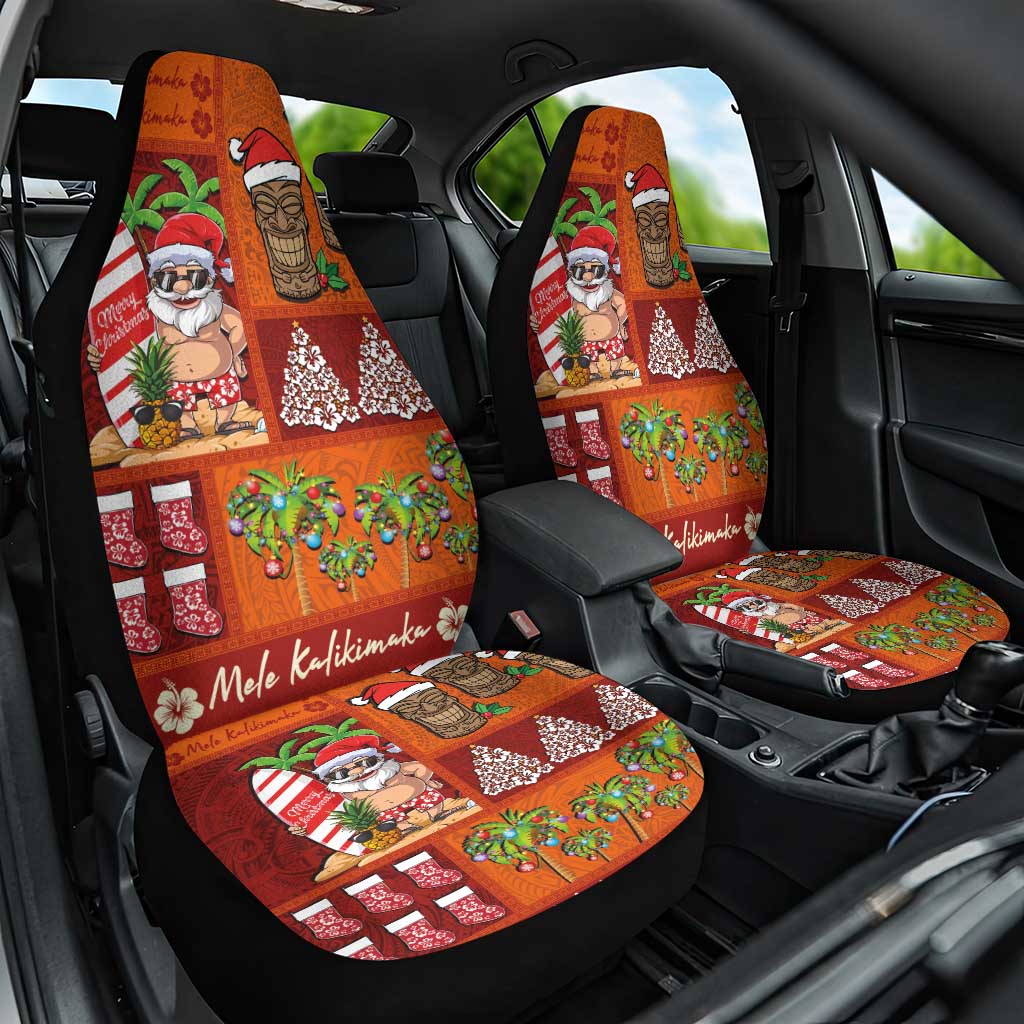 Hawaiian Christmas Car Seat Cover - Mele Kalikimaka Island Holiday Vibes - Red Orange