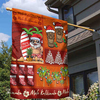 Hawaiian Christmas Garden Flag - Mele Kalikimaka Island Holiday Vibes - Red Orange