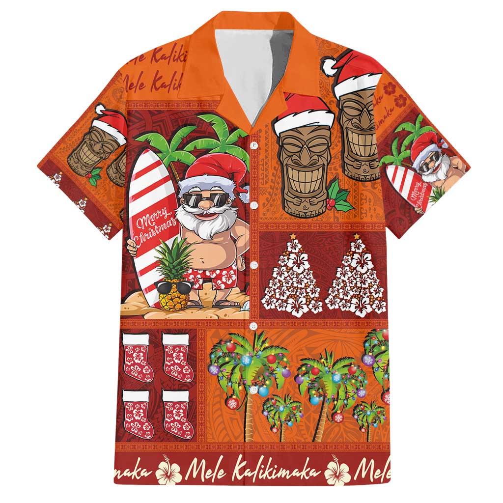 Hawaiian Christmas Hawaiian Shirt - Mele Kalikimaka Island Holiday Vibes - Red Orange