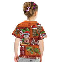 Hawaiian Christmas Kid T Shirt - Mele Kalikimaka Island Holiday Vibes - Red Orange