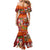 Hawaiian Christmas Mermaid Dress - Mele Kalikimaka Island Holiday Vibes - Red Orange