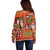 Hawaiian Christmas Off Shoulder Sweater - Mele Kalikimaka Island Holiday Vibes - Red Orange