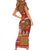 Hawaiian Christmas Short Sleeve Bodycon Dress - Mele Kalikimaka Island Holiday Vibes - Red Orange