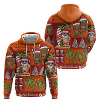 Hawaiian Christmas Zip Hoodie - Mele Kalikimaka Island Holiday Vibes - Red Orange