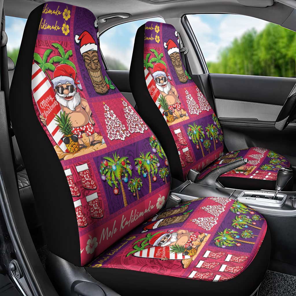 Hawaiian Christmas Car Seat Cover - Mele Kalikimaka Island Holiday Vibes - Pink Purple