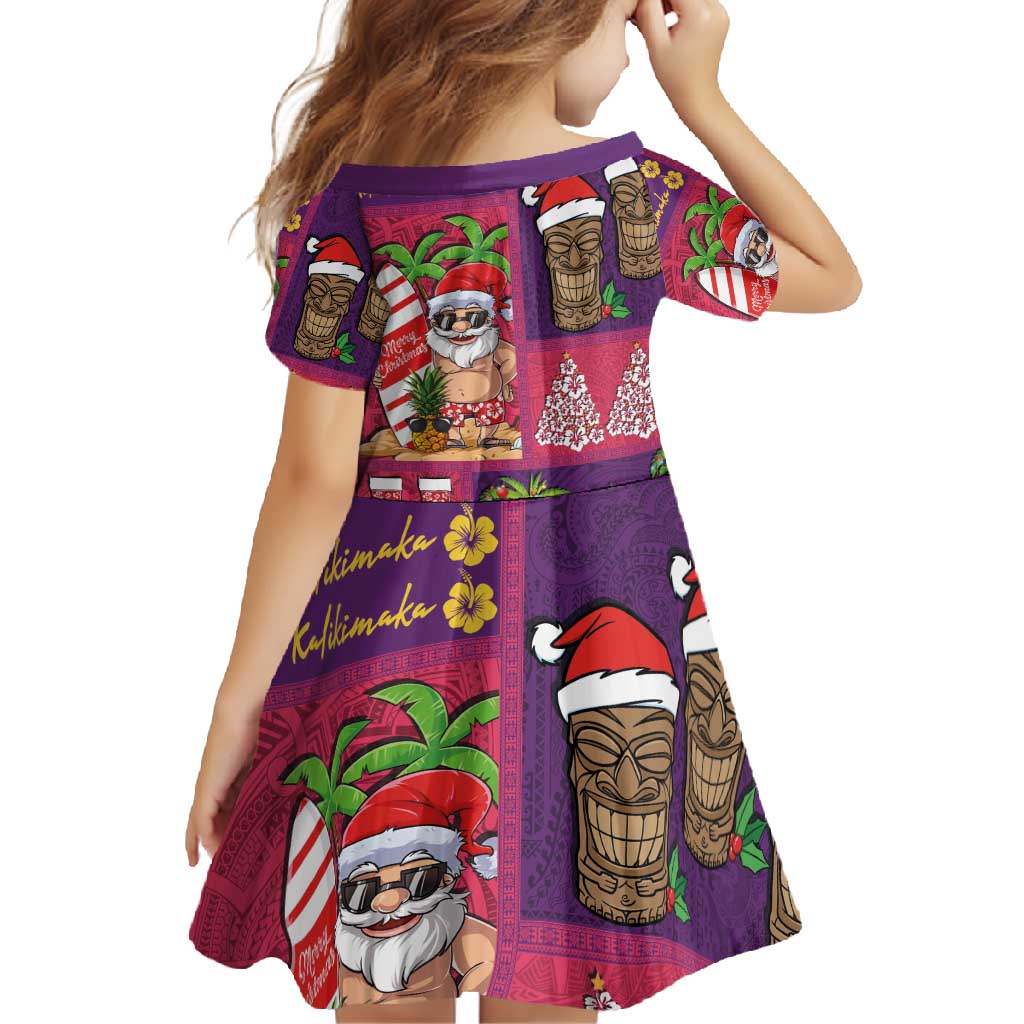 Hawaiian Christmas Family Matching Mermaid Dress and Hawaiian Shirt - Mele Kalikimaka Island Holiday Vibes - Pink Purple