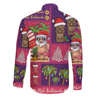 Hawaiian Christmas Family Matching Puletasi and Hawaiian Shirt - Mele Kalikimaka Island Holiday Vibes - Pink Purple