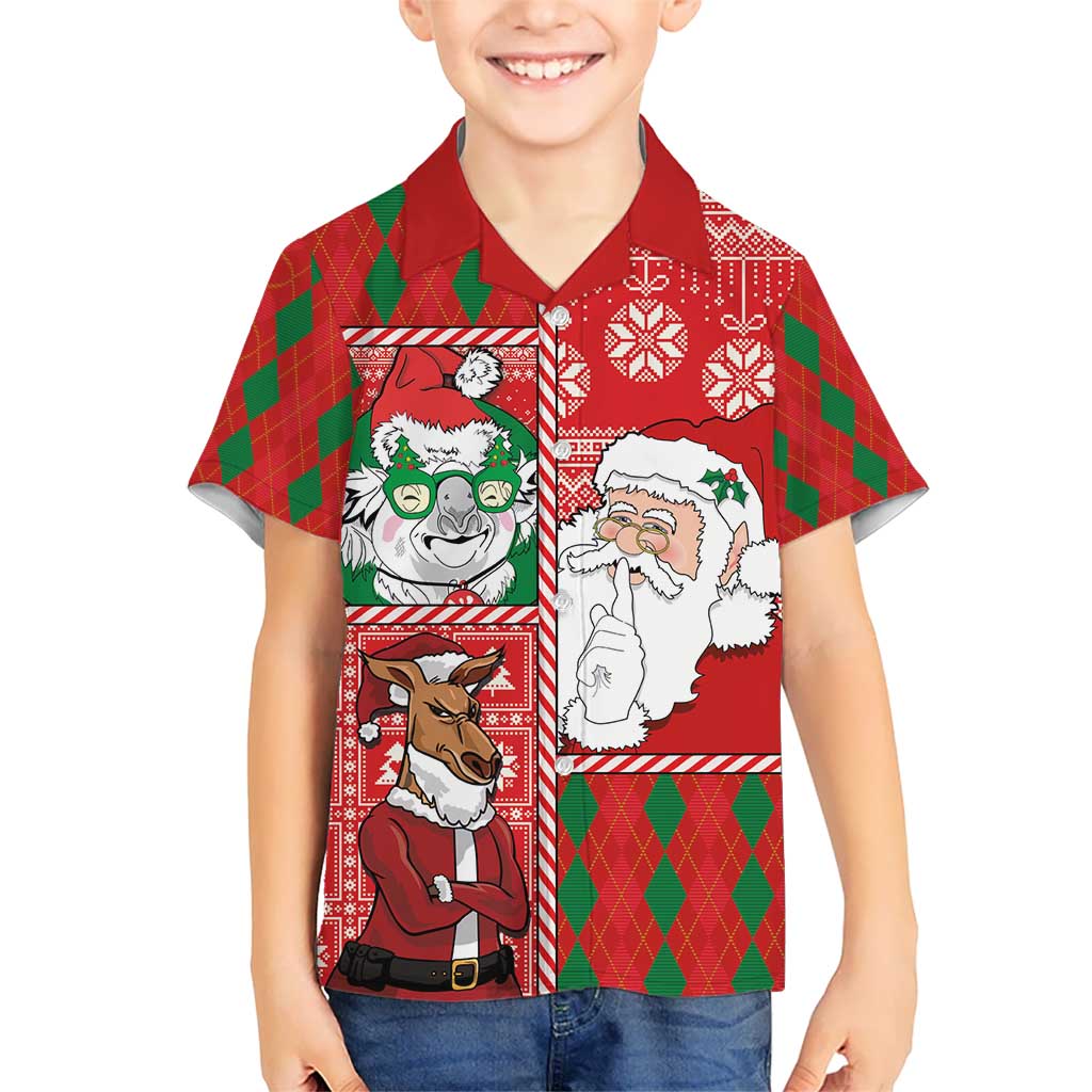 Australian Christmas Hawaiian Shirt - Santa Koala Kangaroo and Holiday Cheer