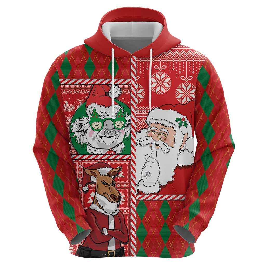 Australian Christmas Hoodie - Santa Koala Kangaroo and Holiday Cheer