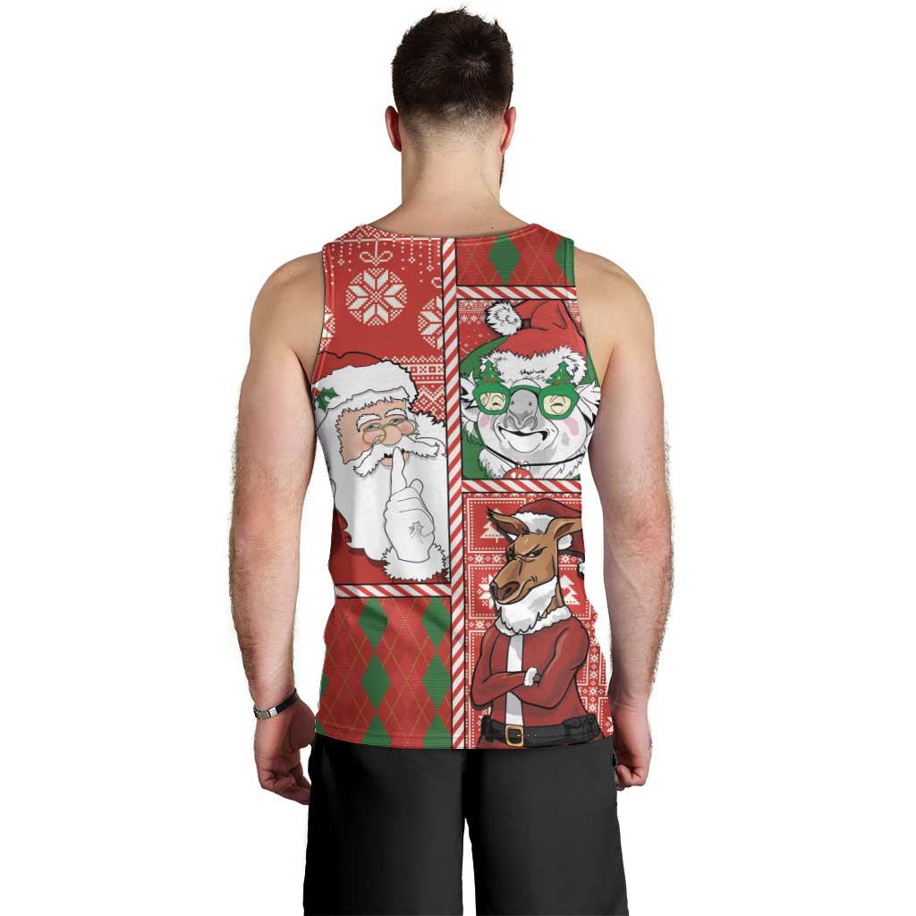 Australian Christmas Men Tank Top - Santa Koala Kangaroo and Holiday Cheer
