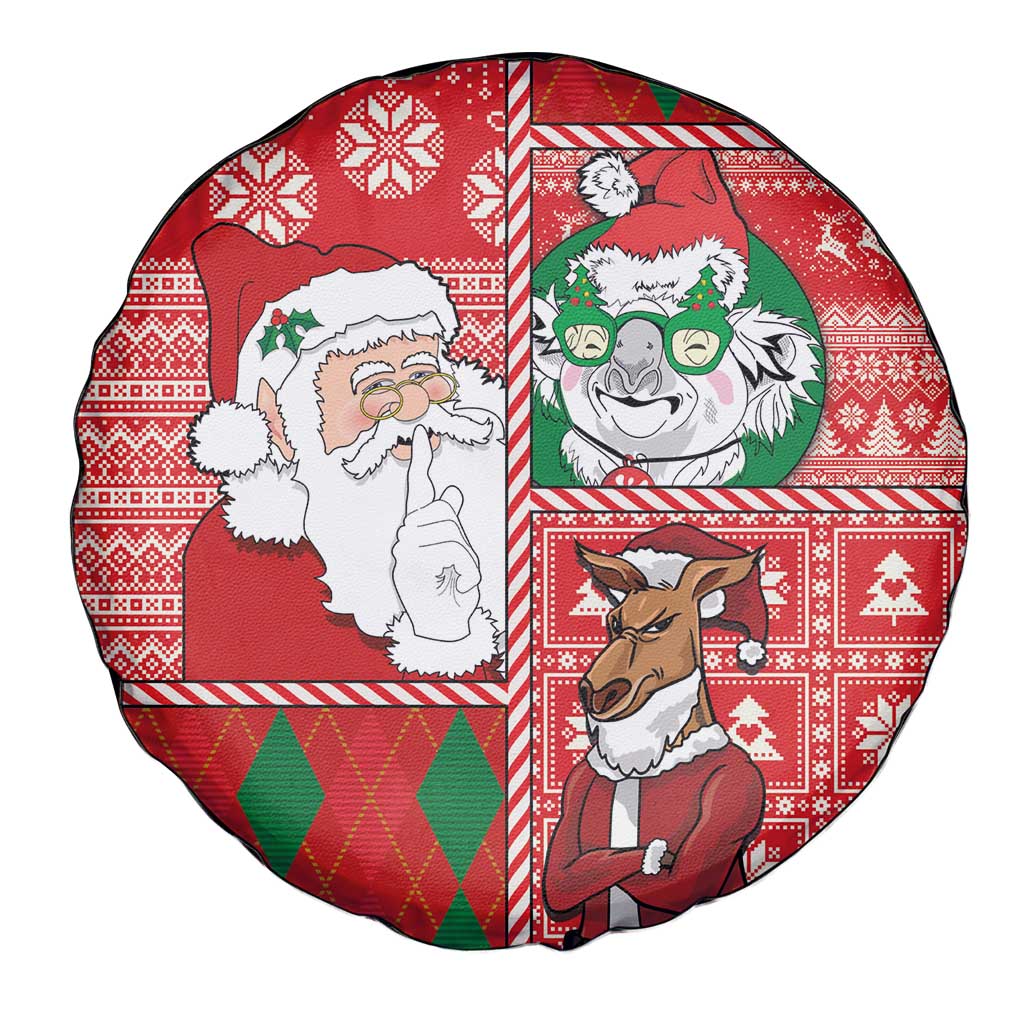 Australian Christmas Spare Tire Cover - Santa Koala Kangaroo and Holiday Cheer