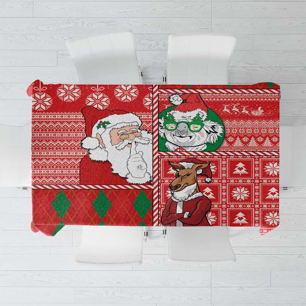 Australian Christmas Tablecloth - Santa Koala Kangaroo and Holiday Cheer LT03 Red - Polynesian Pride