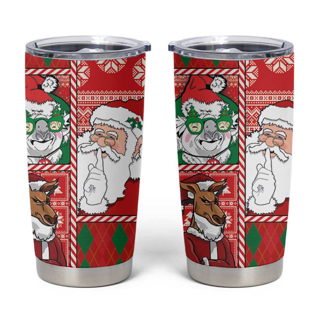 Australian Christmas Tumbler Cup - Santa Koala Kangaroo and Holiday Cheer