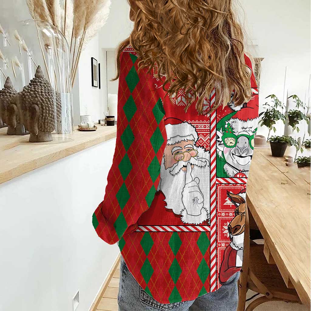 Australian Christmas Women Casual Shirt - Santa Koala Kangaroo and Holiday Cheer LT03 - Polynesian Pride
