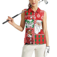 Australian Christmas Women Sleeveless Polo Shirt - Santa Koala Kangaroo and Holiday Cheer LT03 - Polynesian Pride