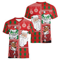 Australian Christmas Women V-Neck T-Shirt - Santa Koala Kangaroo and Holiday Cheer LT03 - Polynesian Pride