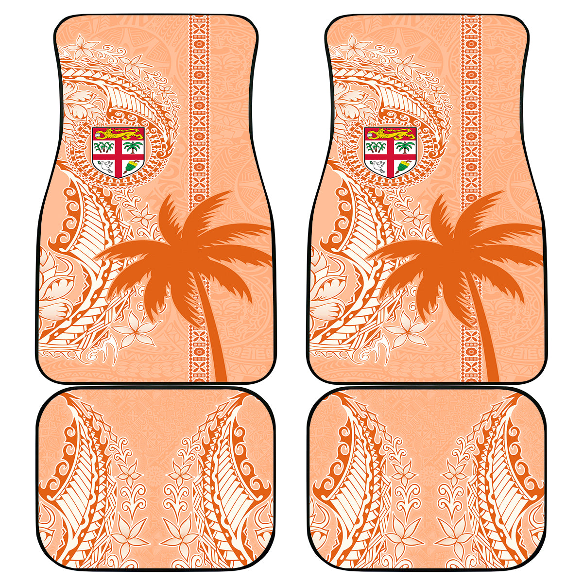 Bula Fiji Car Mats Tropical Flower and Tapa Pattern Peach Fuzz Color LT03 Peach Fuzz - Polynesian Pride