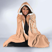 Bula Fiji Hooded Blanket Tropical Flower and Tapa Pattern Peach Fuzz Color LT03 - Polynesian Pride